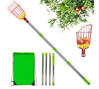 Fruit Picker Basket - Cesta Recolector De Frutas: Poste Recolector Telescópico De Acero Inoxidable Con Cesta, Recolctor De Frutas Ligero, Desmontable, Portátil, A Prueba De Herrumbre Para Ciruela, Per