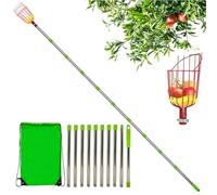 Fruit Picker Pole - Telescopic Picker Pole, Pickers Poles With Basket, Stainless Steel Telescopic Poles Pickers With Basket | Detachable Rustproof Fruit Pick Portable For Pear, Peach, Orange