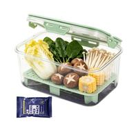 Fruit Saver Containers for Fridge 2-layer Large Clear with Ice Pack | Keep Fresh Fruit Containers for Berry Salad Lettuce Vegtable Strawberry Tomato Avocado Banana Kitchen Food
