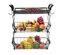 Fruit Stand, 3-Tier Kitchen Basket, Bowl Storage Organizer, Banana Hanger Attachment, Space-Saving Counter Display, Ideal para Produce, Vegetables, Snacks, Bread, Pantry Use, Home, Restaurante