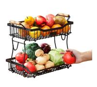 Fruit Storage Countertop - Household Vegetables Holder | 2 Tier Storage Holder For Fruits Vegetable | Tier Fruit Baskets Vegetable Storrage Holders For Food Snack Bread Pantry Office Countertop