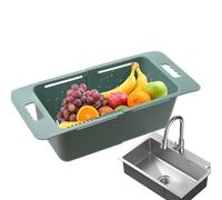 Fruit Strainer Basket, Extendable Washing Bowl, 20.47x9.06x6.1in Food Drain Rack, Sink Dish Dryer, Portable Kitchen Tool for Pasta Rinsing, Counter Organization, Cabinet Storage