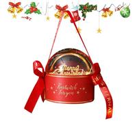 Fruit Treat Goody Boxes, Round Christmas Paper Boxes with Clear Window and Bow,Wrap Boxes for Goodies, Perfect for School Classroom, Christmas, and Holiday Celebration Packaging