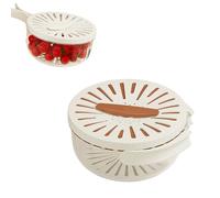 Fruit Washer-Fruit Washing Bowl with Strainer, 2-In-1 Draining and Preservation Basket With Foldable Handle for Fruits, Vegetables, Kitchen and Fridge (Brown,Small)