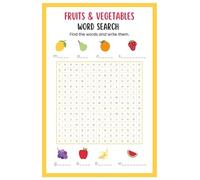 Fruits and Vegetables Word Search Book: 50+ Themed Puzzles for Kids & Adults | Large Print Vocabulary Building Activity Book with Solutions | Healthy Food Word Hunt for All Ages
