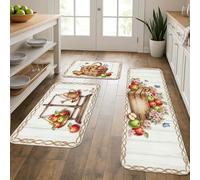 Fruits Basket - Tapetes de cocina para piso, diseño floral vintage, rústico, suave, acolchado, cómodo, lavable, decoración para fregaderos de cocina, lavandería, baño, 3 piezas