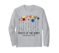 Fruits of The Spirit Gálatas 5 22 Verso de la Biblia Cristiano Manga Larga