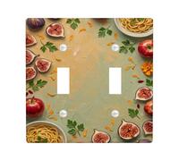 Fruits - Placa de cubierta de interruptor de luz doble, diseño de pasta de higo rústico, color verde otoño, plástico, tamaño estándar, para dormitorio, baño, cocina, decoración de entrada