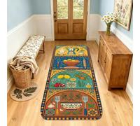 Fruits Runner - Alfombra rústica mediterránea para jarra, color azul, antideslizante, resistente a la decoloración, para cocina, puerta, entrada, mesita de noche, decoración de 2 x 3 pies
