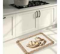 Fruits - Tapetes de cocina para piso, cesta rústica de madera, color blanco, suave, lavable, para fregadero, lavandería, entrada, baño, 16 x 47 pulgadas