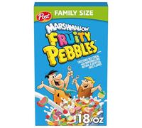 Fruity PEBBLES Cereal de malvavisco, cereales afrutados para niños con malvaviscos, sin gluten, caja de 18 onzas