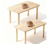 Fruobeyla Juego de plataforma para hámster, 2 piezas de madera modular para parque infantil y escondite, accesorios de jaula para hámsters sirios enanos, jerbos, ratones, degus (rectángulo +