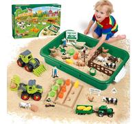 FRUSE Arena Juguetes Mágica de Animales Granja,Arena Sand Cinetica con 1 KG de Arena,Animales de Juguete y Tractor,Caja de Arena con Tapa,Arena para Arenero Infantil para Niños de 3 a 8 Años