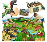 FRUSE Dinosaurios Juguetes con 145x98cm Tapete de Juego,12 Figuras de Dinosaurio Realistas con T-Rex,Carnotaurus,Libro de Dinosaurio,Jurassic Dinosaurios World Regalo para Niños y Niñas 3 4 5 6 7