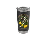 Fruta botánica de verano Squeeze The Day Vintage Lemon Bee Vaso térmico de acero inoxidable de doble pared