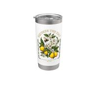 Fruta botánica de verano Squeeze The Day Vintage Lemon Bee Vaso térmico de acero inoxidable de doble pared