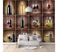 Fruta Cúbica Vintage Del Refrigerador Del Vino 3D Papel Pintado Pared Fácil Instalación Oficina Sala Estar Sofá Dormitorio TV Fondos Decoración-250cm×170cm