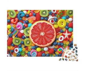 Fruta de Caramelo Colorido Puzzle 1000 Piezas Arte de Caramelos de Frutas Cartón Premium para Niños 12+ Reunión Amigos para Entrenar La Mente Oferta Mejor Regalo 52x38cm/1000pcs