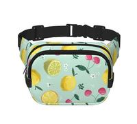 Fruta de Cereza y limón,Riñonera Cuadrada de Doble Capa, Bolso de Viaje, Bolso Informal para el Pecho.