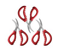 FRUTA Juego de 3 pares de tijeras multifuncionales para mariscos de acero inoxidable para pescado, gambas, cigalas, mariscos, cangrejo, patas, rojo