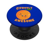 Fruta Naranja Kawaii guiñando un guiño cítrico Impresionante PopSockets PopGrip Adhesivo
