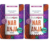 FRUTA PURA Naranja 40g - 20 dados blandos de fruta tipo gominola - 96% fruta real - Sin azúcar añadido - Vegano - Sin gluten - Snack sano y sabroso - Equivale a 200g de fruta diaria (Paquete de 2)