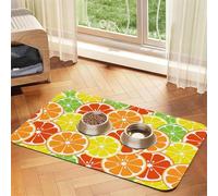 Frutas cítricas,Tapete Impermeable para Comida de Mascotas, manteles Individuales para Comida y Agua para Perros y Gatos, tapetes de Cuero sintético para Comida.,40x60cm