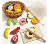 Frutas de Madera para Cortar Juguete Cocina, Juguetes Niños 2 Años Cocinita de Madera Infantil Montessori 2 Años Frutas y Verduras de Juguete con Velcro Mejor Regalo