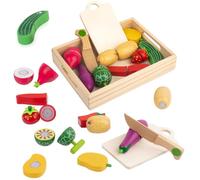 Frutas y Verduras Juguete, Comida de Madera Juguete, Accesorios de Cocina para Juguetes, Regalos de rol para Juguetes Educativos Simulados para Niños