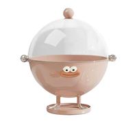 Frutero con Tapa, Cesta de Pedestal Transparente con Bandeja de Drenaje, Recipiente para Almacenar Alimentos, Ideal para Encimeras de Cocina, Rosa con Pegatina, Individual