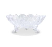 Frutero de cristal, 23 cm, trípode de cristal, ensaladera, cuenco decorativo para cocina, decoración para mesas de comedor (forma de flor)
