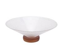 Frutero de Cristal, Cuenco de Servir con Base y Textura de Rejilla Vintage para la Mesa del Comedor, con un Elegante Diseño Ideal para Presentar Aperitivos y Ensaladas