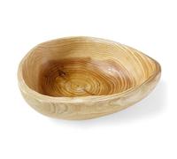 Frutero de madera hecho a mano - Cuenco de madera natural decorativo en forma irregular, ensaladera rústica de madera para frutas, aperitivos o decoración de mesa, ideal para cocina y salón (20-24 cm)