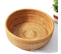 Frutero de mimbre natural hecho a mano con técnicas de tejido tradicionales para organización y decoración de cocina (mediano 23 x 9 cm)