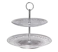 Frutero pastelero tallado transparente de cristal de Ø 25x20 cm - LOLAhome