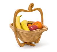 Relaxdays Frutero desplegable en Forma de Manzana, Bambú, 27 x 29.5 x 22.5 cm, 0.6 KG