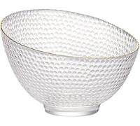 frutero, Tazones de vidrio Tazón for el hogar Ensaladera transparente individual Postre grande Fruta clásicos con adornos dorados dulces (Color: Gris)(Wit)