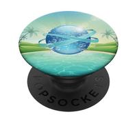 Frutiger Aero y2k Aesthetic Palm Trees Cyber Beach World PopSockets PopGrip Adhesivo