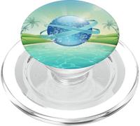 Frutiger Aero y2k Aesthetic Palm Trees Cyber Beach World PopSockets PopGrip para MagSafe