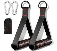 Frutilexia 2 Piezas Mango de Resistencia para Ejercicios,Agarres Poleas Gym | Accesorios Gym Empuñadura Polea, con Mosquetones y Bolsa de Transporte, para Entrenamientos en Polea, Gimnasio, Negro