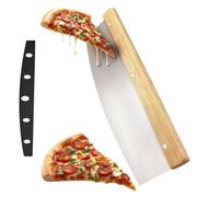 Frutilexia Cortador Pizza, 32.2cm Corta Pizza de Acero Inox, Cortapizzas Mezzaluna, Cortador de Pizza con Mango de Madera et Protectora, para Cortar Pizzas, Pasteles y Panes, Corte Rápido y Uniforme