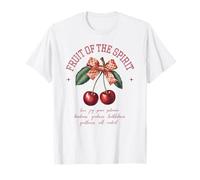 Fruto del Espíritu Crisitano Verso de la Biblia Vintage Cerezas Camiseta
