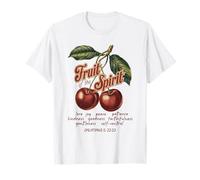 Fruto del Espíritu Crisitano Verso de la Biblia Vintage Cerezas Camiseta