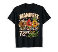 Fruto manifiesto del espíritu Frutas Tropicales Felices Camiseta gráfica económica, Hombre, Negro, M