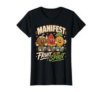 Fruto manifiesto del espíritu Frutas Tropicales Felices Camiseta gráfica económica, Mujer, Negro, XL