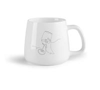 Frutta in ceramica Tazza da tè immagine astratta di una mano femminile con un bicchiere di vino e labbra in una linea continua felice giornata del vino （14oz/400ml） per uomo e donna