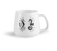 Frutta in ceramica Tazza regalo originale Coppia di cavallucci marini, animali marini dell'oceano （14oz/400ml） per bevande calde, latte macchiato, cappuccino