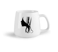 Frutta in ceramica Tazza regalo originale Logo del salone di bellezza, parrucchiere, barbiere, forbici, pettine （14oz/400ml） per espresso