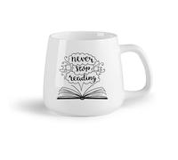 Frutta in ceramica Tazza regalo originale Non smettere mai di leggere Citazione Biblioteca del libro aperto （14oz/400ml） Lavabile in lavastoviglie