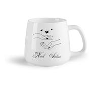 Frutta in ceramica Tazza regalo originale Salone per unghie Salone per unghie Un paio di mani e una farfalla （14oz/400ml） per tè, caffè, latte, cappuccino